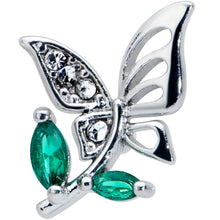 Load image into Gallery viewer, 16G 1/4 Clear Green Gem Flora Butterfly Cartilage Tragus Earring