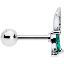 Load image into Gallery viewer, 16G 1/4 Clear Green Gem Flora Butterfly Cartilage Tragus Earring