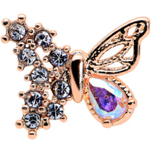 Load image into Gallery viewer, 16G 1/4 Clear Gem Rose Gold Tone Glam Butterfly Cartilage Tragus