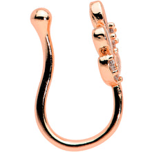 Load image into Gallery viewer, Clear Gem Rose Gold Tone Leaves of Love Clip On Fake Nose Ring