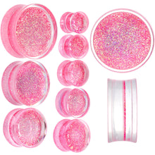 Load image into Gallery viewer, Clear Pink Acrylic Glitter Glam Saddle Plug Set