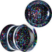 Load image into Gallery viewer, Clear Black Acrylic Rainbow Glitter Glam Saddle Plug Set