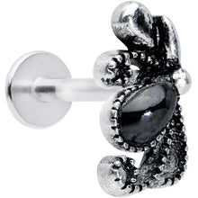 Load image into Gallery viewer, 16G 5/16 Black Gem Abstract Bow Labret Monroe Tragus