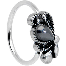 Load image into Gallery viewer, 20G 5/16 Black Gem Abstract Bow Nose Hoop