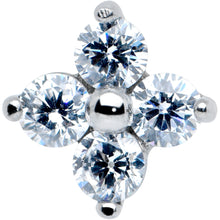 Load image into Gallery viewer, Clear CZ Gem Simple Flower Top Barbell Tongue Ring