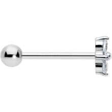 Load image into Gallery viewer, Clear CZ Gem Simple Flower Top Barbell Tongue Ring