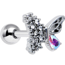 Load image into Gallery viewer, 16G 1/4 Clear Gem Glam Butterfly Cartilage Tragus Earring