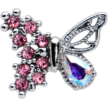 Load image into Gallery viewer, 16G 1/4 Pink Gem Glam Butterfly Cartilage Tragus Earring