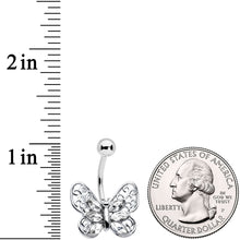 Load image into Gallery viewer, Clear Gem Lacy Butterfly Belly Ring