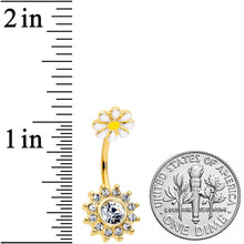 Load image into Gallery viewer, Clear Gem Gold Tone Sun Daisy Flower Double Mount Belly Ring