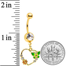 Load image into Gallery viewer, Clear CZ Gem Gold Tone Butterfly Heart Dangle Belly Ring