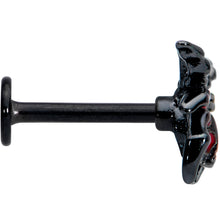 Load image into Gallery viewer, 16G 5/16 Red Gem Black Spider Skull Halloween Labret Monroe Tragus