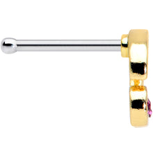 Load image into Gallery viewer, 20G 1/4 Clear Purple Gem Gold Tone Very Cherry Nose Bone