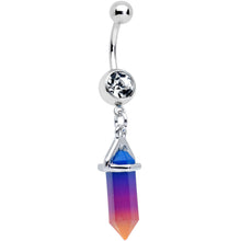 Load image into Gallery viewer, Clear Gem Blue Purple Yellow Ombre Stone Hippie Dangle Belly Ring