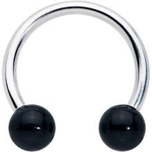 Load image into Gallery viewer, 16G 3/8 Black Stone Ball End Internally Threaded Horseshoe