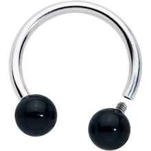 Load image into Gallery viewer, 16G 3/8 Black Stone Ball End Internally Threaded Horseshoe