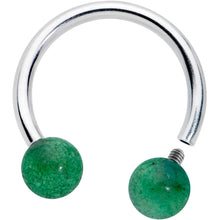 Load image into Gallery viewer, 16G 3/8 Green Stone Ball End Internally Threaded Horseshoe