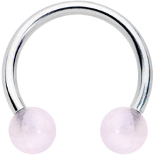 Load image into Gallery viewer, 16G 3/8 Pink Stone Ball End Internally Threaded Horseshoe