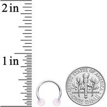 Load image into Gallery viewer, 16G 3/8 Pink Stone Ball End Internally Threaded Horseshoe