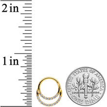 Load image into Gallery viewer, 16G 5/16 Clear CZ Gem Gold Tone Double Row Hinged Segment Ring