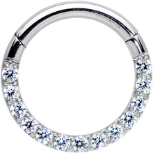 Load image into Gallery viewer, 14G 3/8 Clear CZ Gem G23 Titanium Paved Hinged Segment Ring