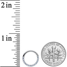 Load image into Gallery viewer, 14G 3/8 Clear CZ Gem G23 Titanium Paved Hinged Segment Ring