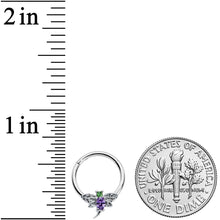 Load image into Gallery viewer, 16G 3/8 Green Purple Gem Dragonfly Hinged Segment Ring