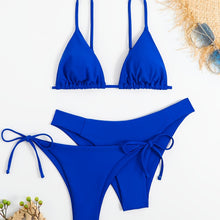 Load image into Gallery viewer, Essential Edge 3-Piece Bikini Set for Women – Solid Color High-Cut Triangle Top Two-Style Bottoms with Side Lace-Up Design & Quick-Drying Comfort – Versatile Women's Swimwear for Summer Pool Beach & Travel