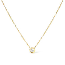 Load image into Gallery viewer, 2 Micron 14K Rose Gold Plated Sterling Silver Bezel-Set Diamond Solitaire Pendant Necklace (1/3 cttw, H-I Color, I1-I2 Clarity)