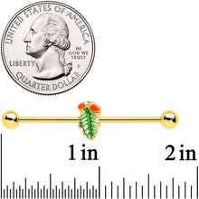 Load image into Gallery viewer, 14G Gold Tone Acorns Pine Cone Autumn Industrial Barbell 38mm