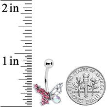 Load image into Gallery viewer, Pink Aurora Gem Super Glam Butterfly Belly Ring