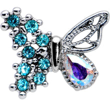 Load image into Gallery viewer, 16G 1/4 Blue Gem Glam Butterfly Cartilage Tragus Earring