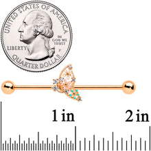 Load image into Gallery viewer, 14G Clear CZ Gem Rose Gold Tone Abstract Industrial Barbell 38mm