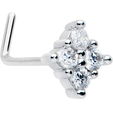 Load image into Gallery viewer, 20G 1/4 Clear CZ Gem Simple Rhombus Classic L Shape Nose Ring