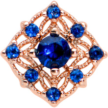 Load image into Gallery viewer, 16G 5/16 Blue Gem Rose Gold Tone Night Star Labret Monroe Tragus