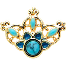 Load image into Gallery viewer, 16G 5/16 Turquoise Gold Tone Opulent Flower Labret Monroe Tragus