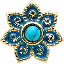 Load image into Gallery viewer, 16G 1/4 Turquoise Gold Tone Baroque Flower Labret Monroe Tragus