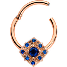 Load image into Gallery viewer, 16G 3/8 Blue Gem Rose Gold Tone Night Star Hinged Segment Ring