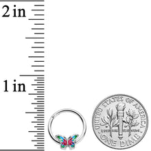 Load image into Gallery viewer, 16G 3/8 Bright Beauty Textured Butterfly Hinged Segment Ring