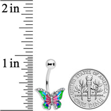 Load image into Gallery viewer, Clear Gem Bright Beauty Butterfly Belly Ring