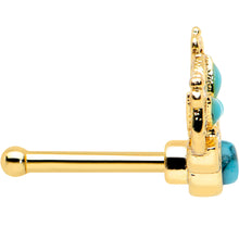 Load image into Gallery viewer, 20G 1/4 Turquoise Gold Tone Opulent Flower Nose Bone