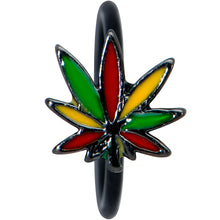 Load image into Gallery viewer, 20G 5/16 Black Multicolor Pot Leaf Nose Hoop
