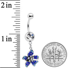 Load image into Gallery viewer, Clear Blue Gem Evening Flower Dangle Belly Ring
