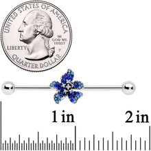 Load image into Gallery viewer, 14G Clear Blue Gem Evening Flower Industrial Barbell 38mm