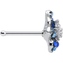 Load image into Gallery viewer, 20G 1/4 Clear Blue Gem Evening Flower Nose Bone