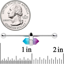 Load image into Gallery viewer, 14G Purple Ombre Tourmaline Natural Stone Industrial Barbell 38mm