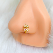Load image into Gallery viewer, 20G 5/16 Clear Purple Gem Gold Tone Very Cherry Nose Hoop