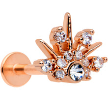 Load image into Gallery viewer, 16G 5/16 Clear CZ Gem Rose Gold Tone Abstract Crown Labret Tragus