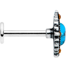 Load image into Gallery viewer, 16G 5/16 Yellow Gem Blue Faux Turquoise Square Labret Tragus