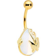 Load image into Gallery viewer, Clear Gem Gold Tone Drop Wrap Butterfly Belly Ring